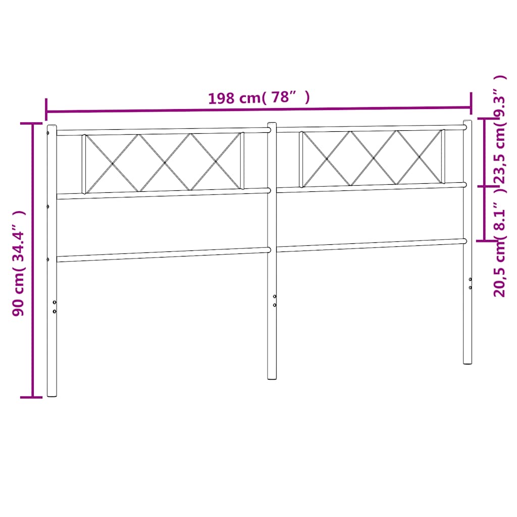 Utskiftbar sengegavl i metall svart 193 cm