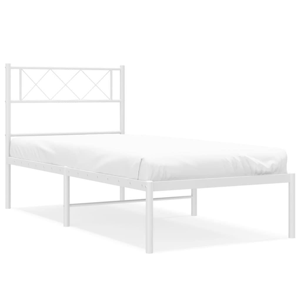 Sengeramme i metall med hodegavl hvit 80x200 cm vidaXL
