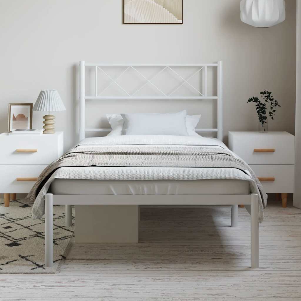 Sengeramme i metall med hodegavl hvit 100x190 cm vidaXL