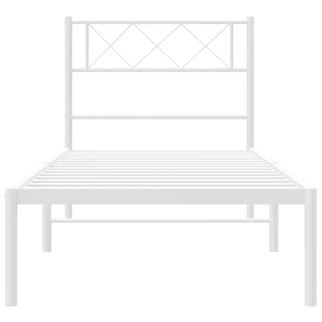 Sengeramme i metall med hodegavl hvit 100x190 cm vidaXL