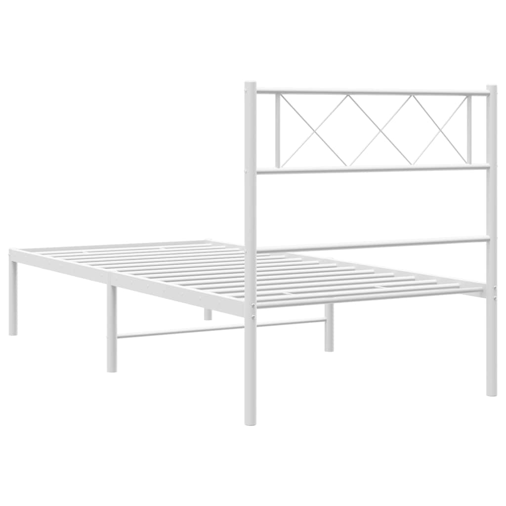 Sengeramme i metall med hodegavl hvit 100x190 cm vidaXL