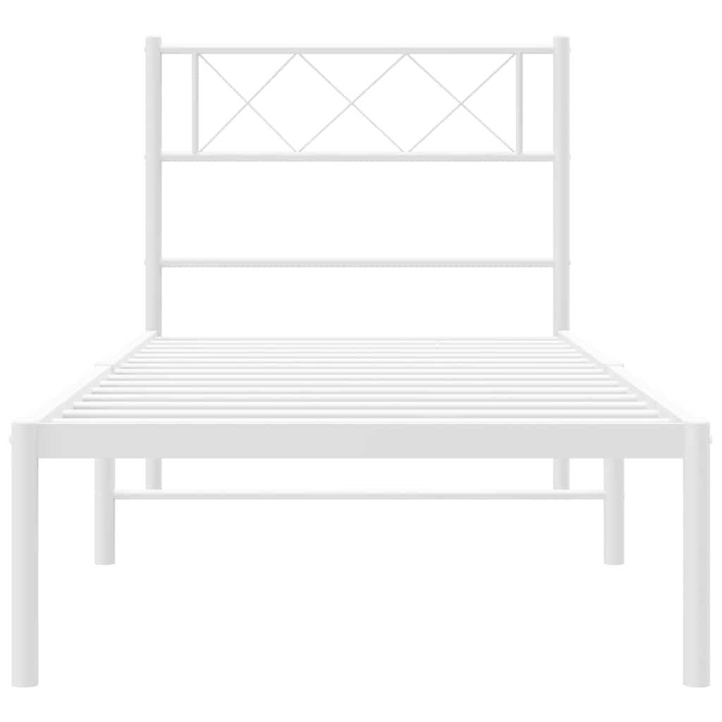 Sengeramme i metall med hodegavl hvit 100x200 cm vidaXL