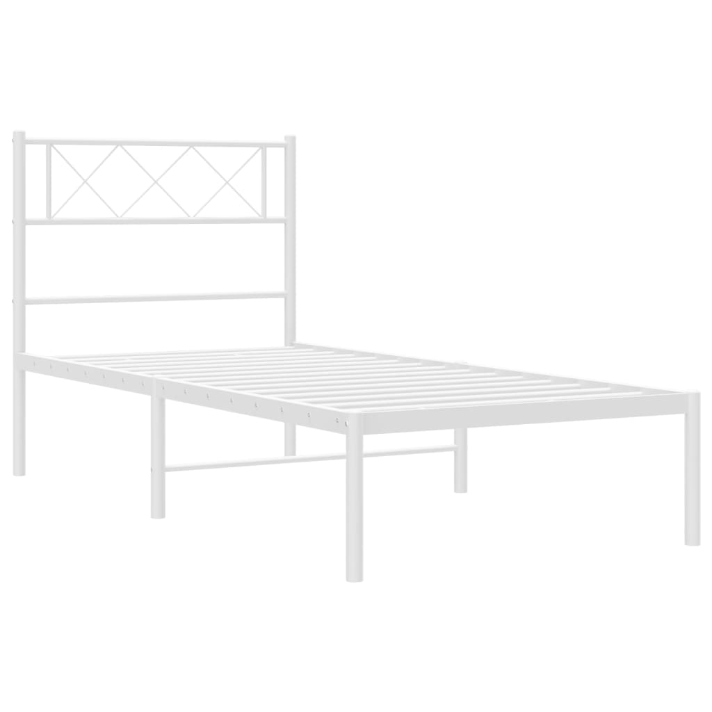 Sengeramme i metall med hodegavl hvit 107x203 cm