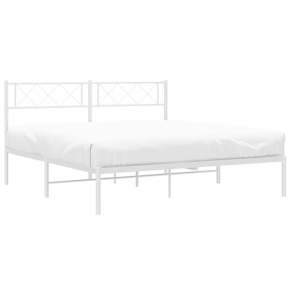 Sengeramme i metall med hodegavl hvit 135x190 cm
