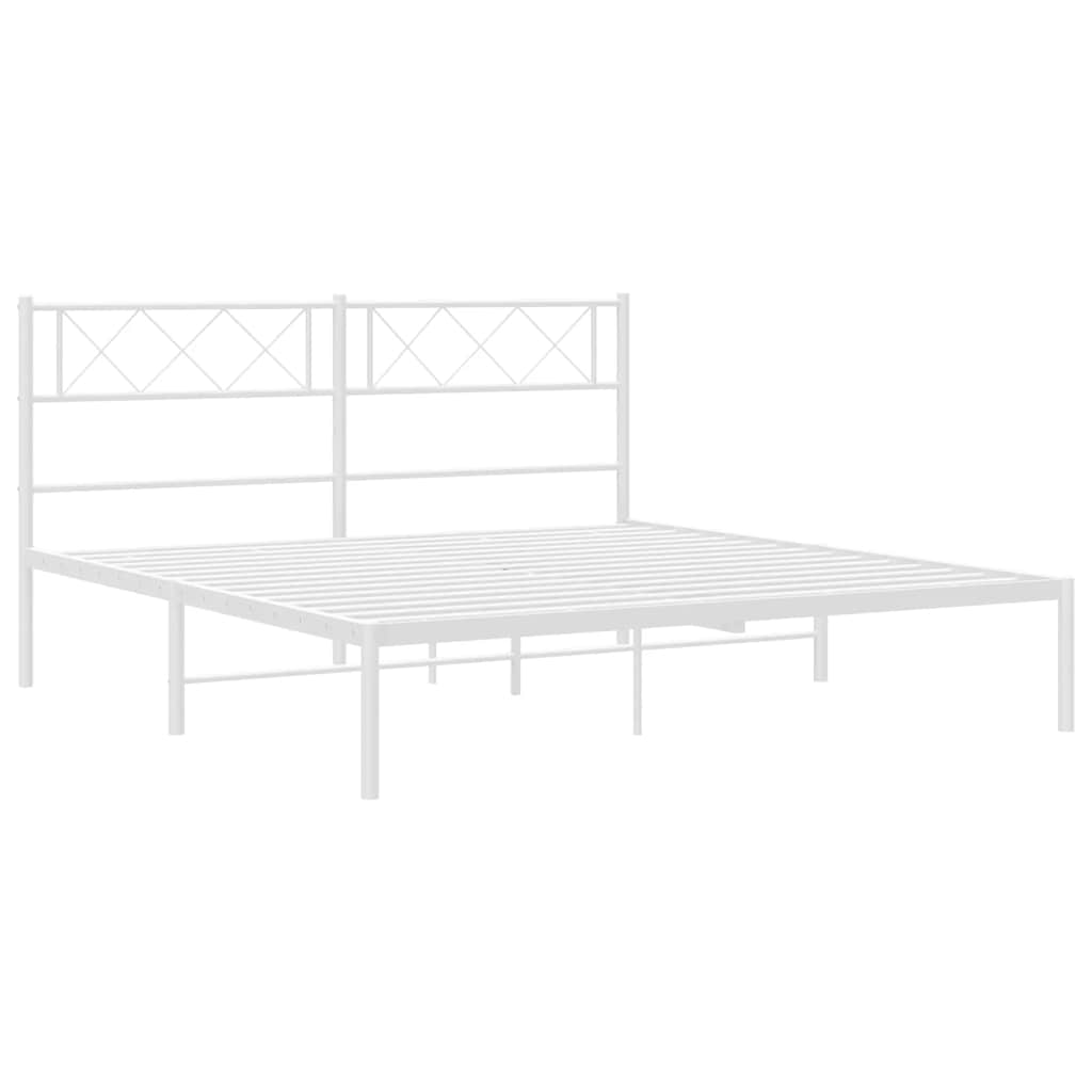 Sengeramme i metall med hodegavl hvit 135x190 cm