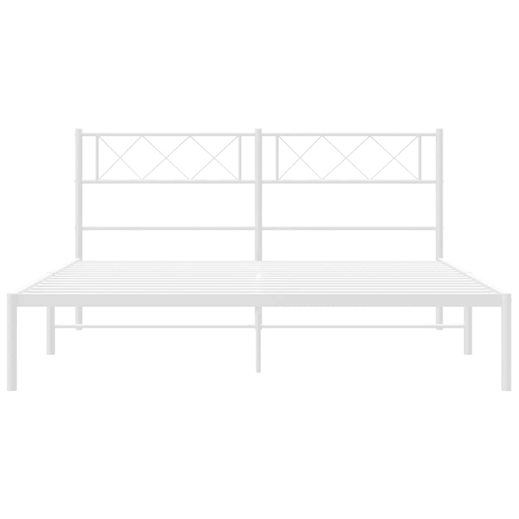 Sengeramme i metall med hodegavl hvit 135x190 cm