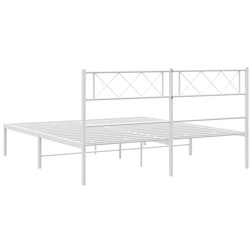 Sengeramme i metall med hodegavl hvit 135x190 cm