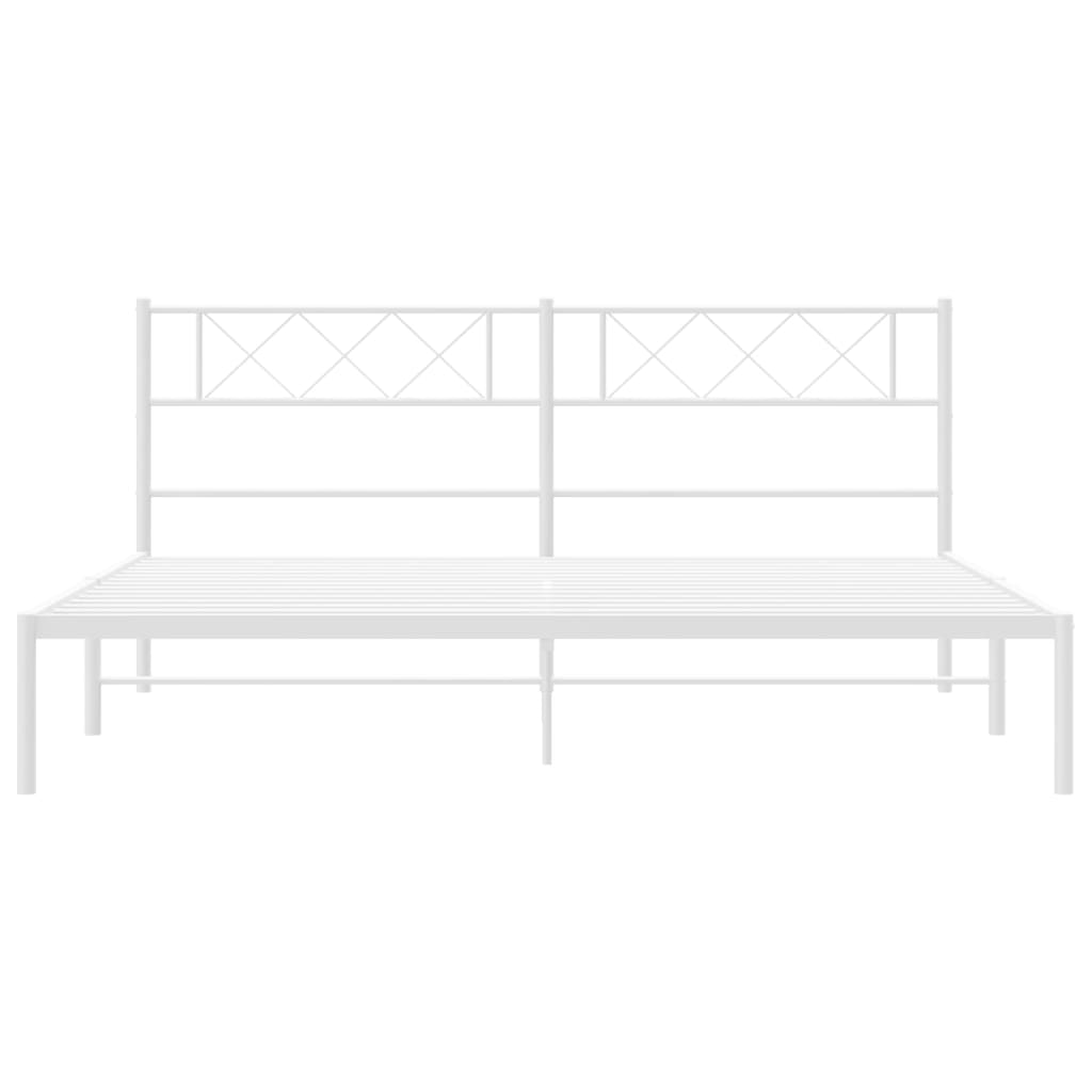 Sengeramme i metall med sengegavl hvit 160x200 cm