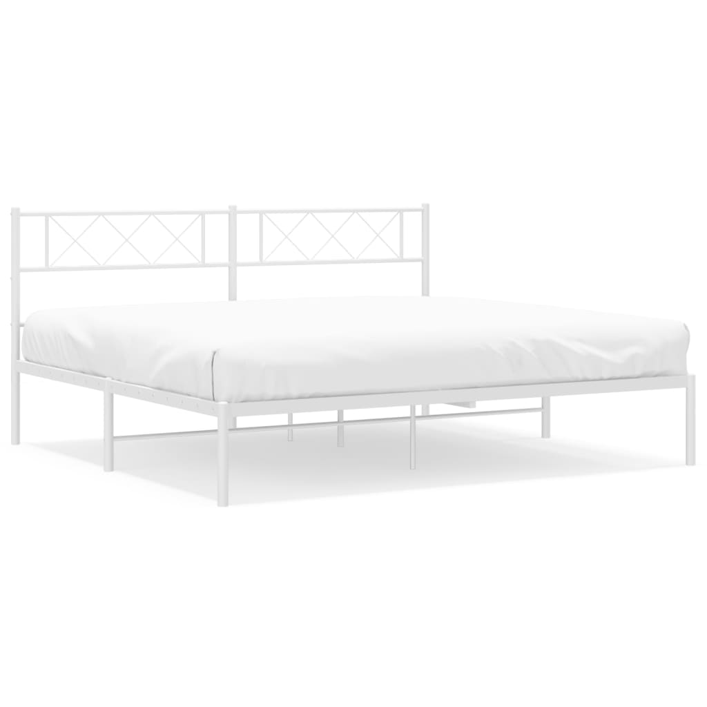 Sengeramme i metall med sengegavl hvit 180x200 cm vidaXL