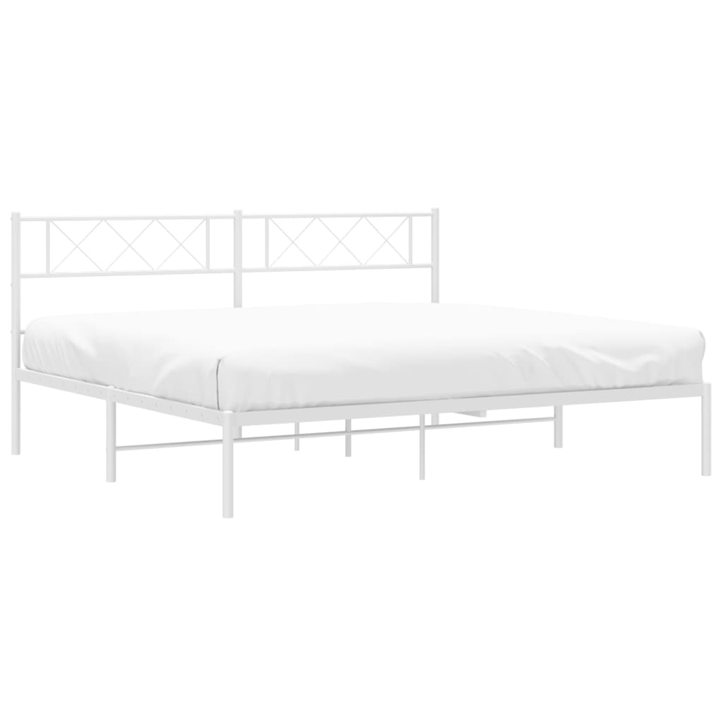Sengeramme i metall med sengegavl hvit 180x200 cm vidaXL