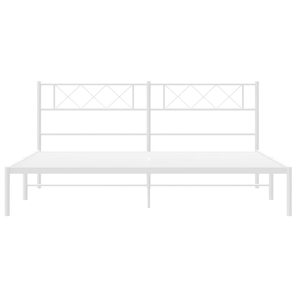 Sengeramme i metall med sengegavl hvit 200x200 cm vidaXL