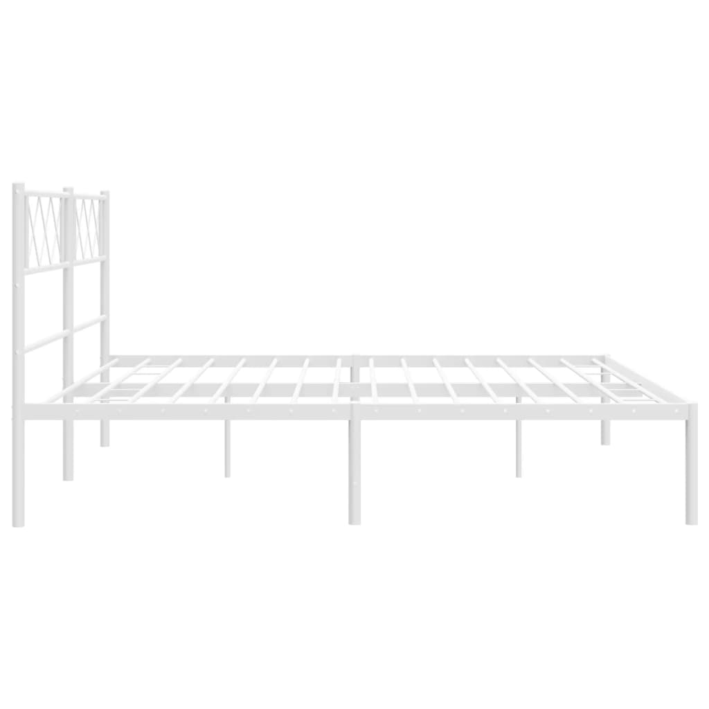 Sengeramme i metall med sengegavl hvit 200x200 cm vidaXL