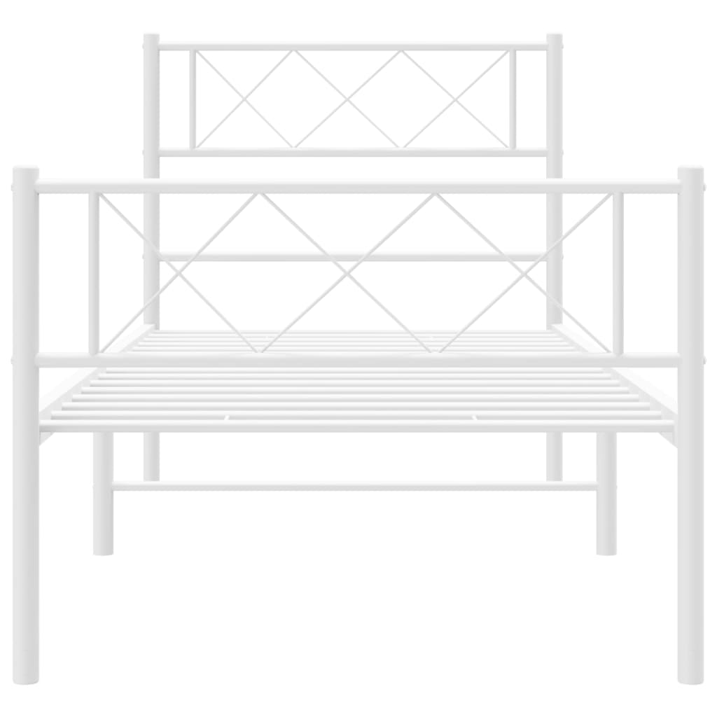Sengeramme i metall med hode- og fotgavl hvit 80x200 cm