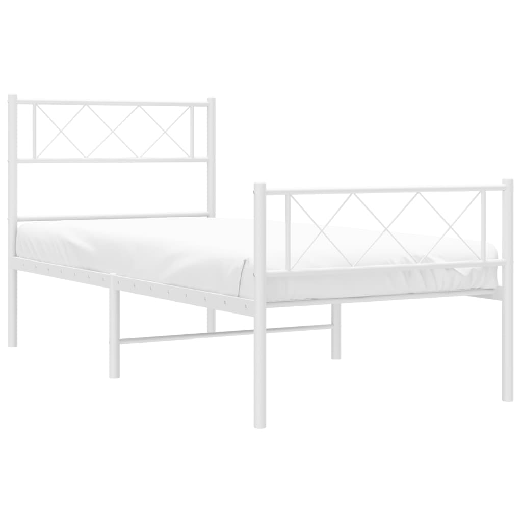Sengeramme i metall med hode- og fotgavl hvit 90x190 cm