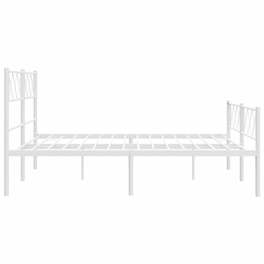 Sengeramme i metall med hode- og fotgavl hvit 120x200 cm
