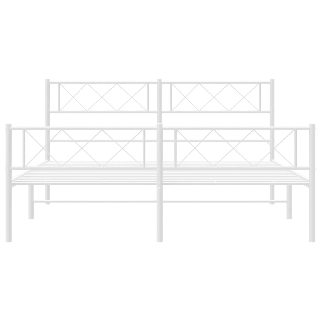 Sengeramme i metall med hode- og fotgavl hvit 140x190 cm