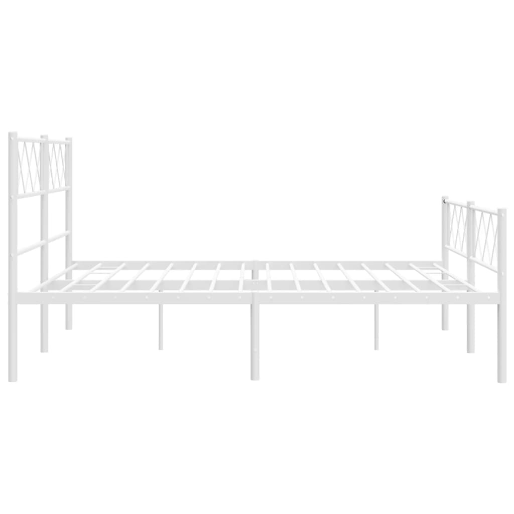 Sengeramme i metall med hode- og fotgavl hvit 140x190 cm