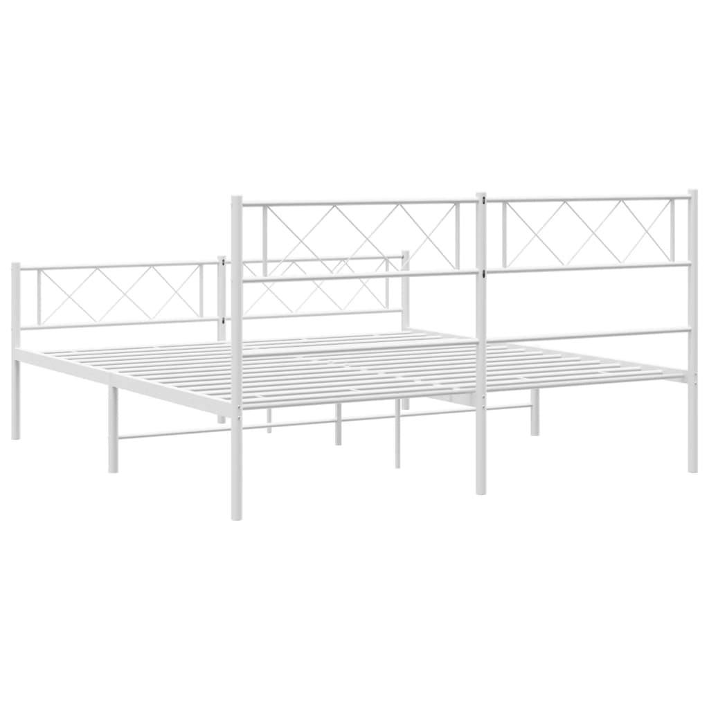 Sengeramme i metall med hode- og fotgavl hvit 140x190 cm