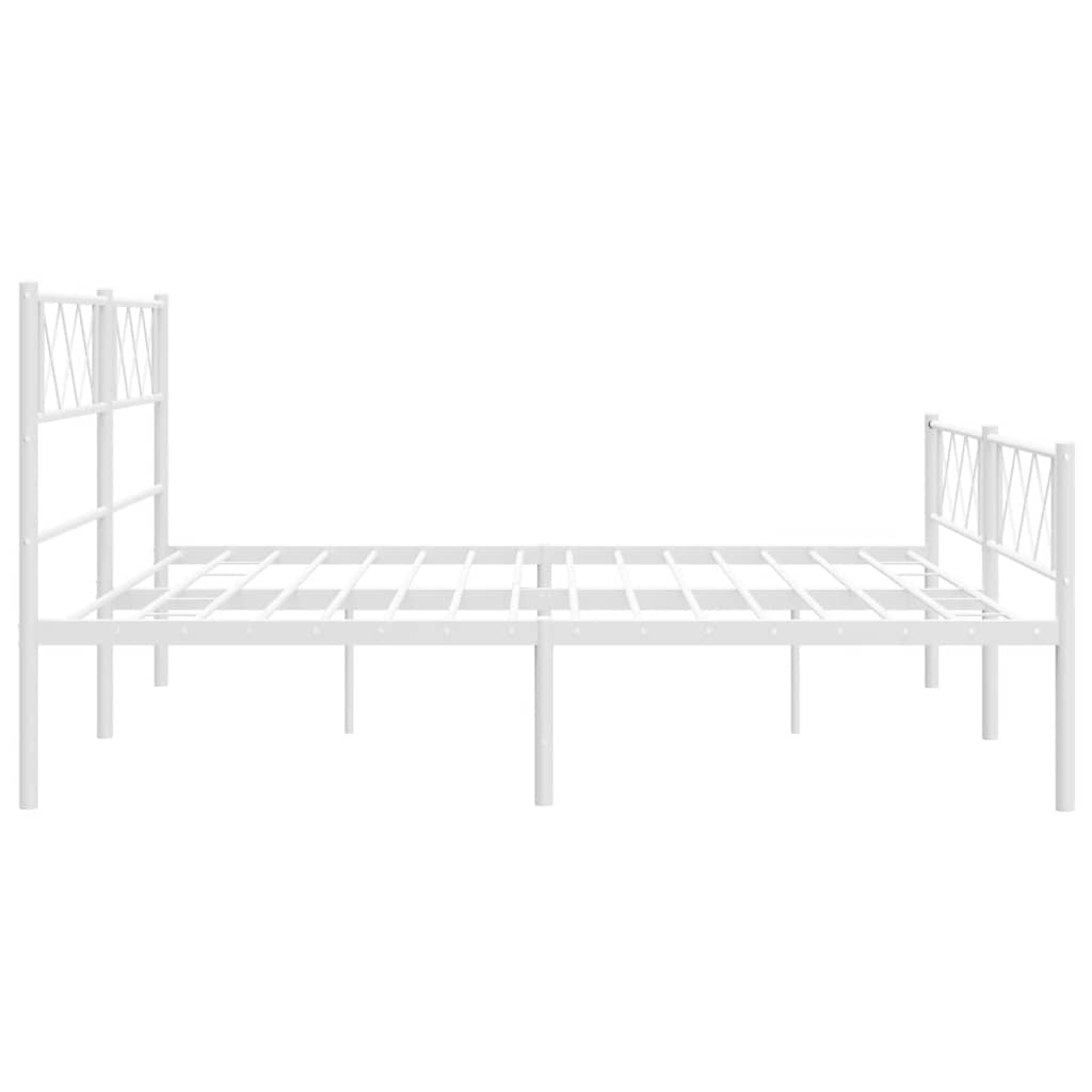 Sengeramme i metall med hode- og fotgavl hvit 193x203 cm