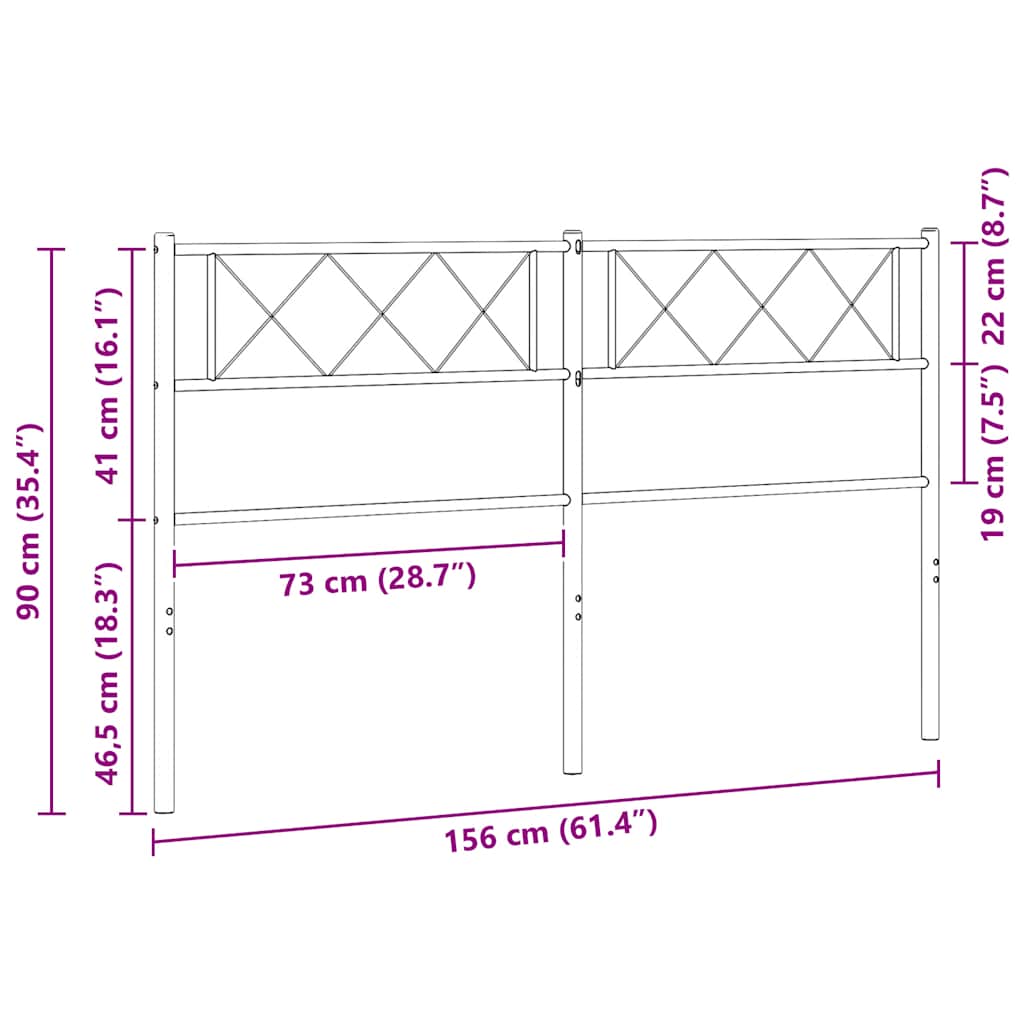 Utskiftbar sengegavl i metall hvit 150 cm