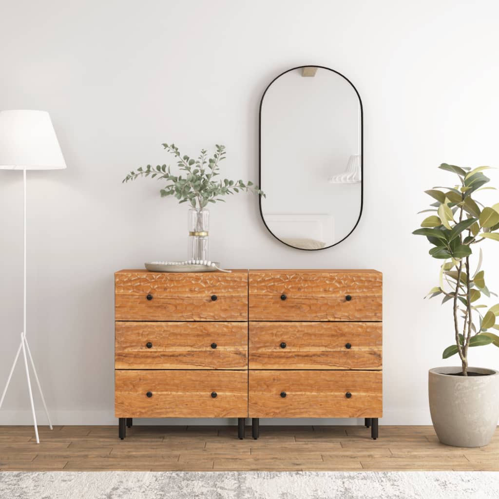 Sideskap 2 stk 60x33x75 cm heltre akasie