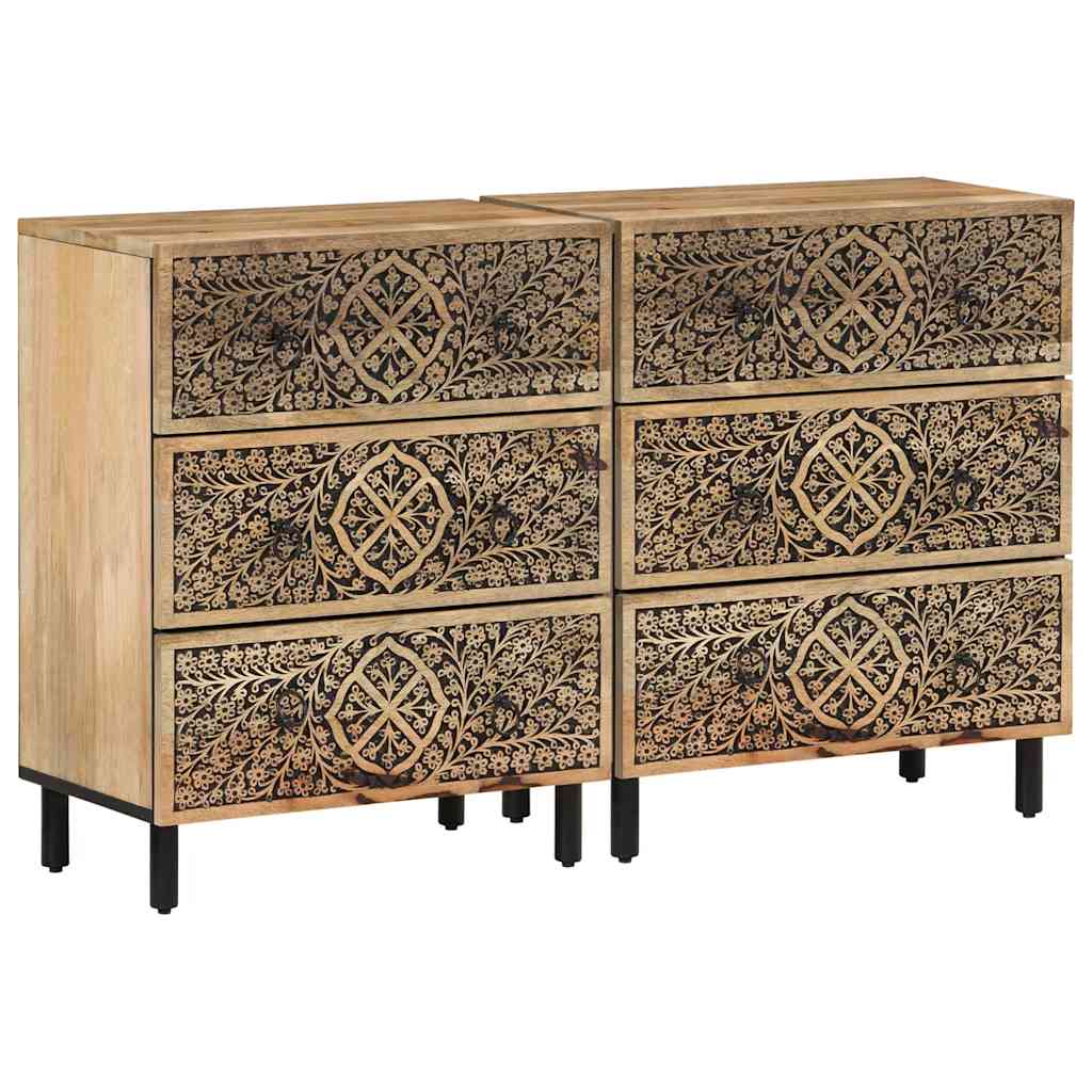 Sideskap 2 stk 60x33x75 cm heltre mango