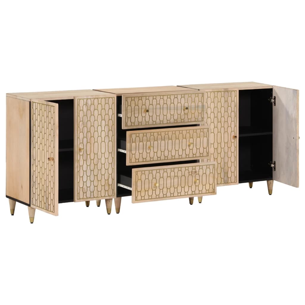 Sideskap 3 stk 60x33x75 cm heltre mango