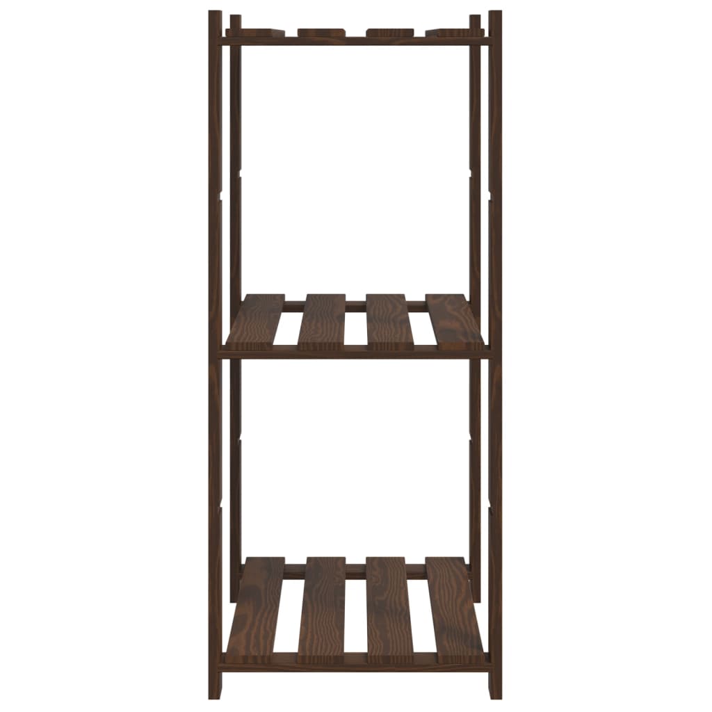 Oppbevaringshylle 3 etasjer brun 60x38x90 cm heltre furu