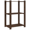 Oppbevaringshylle 3 etasjer brun 60x38x90 cm heltre furu