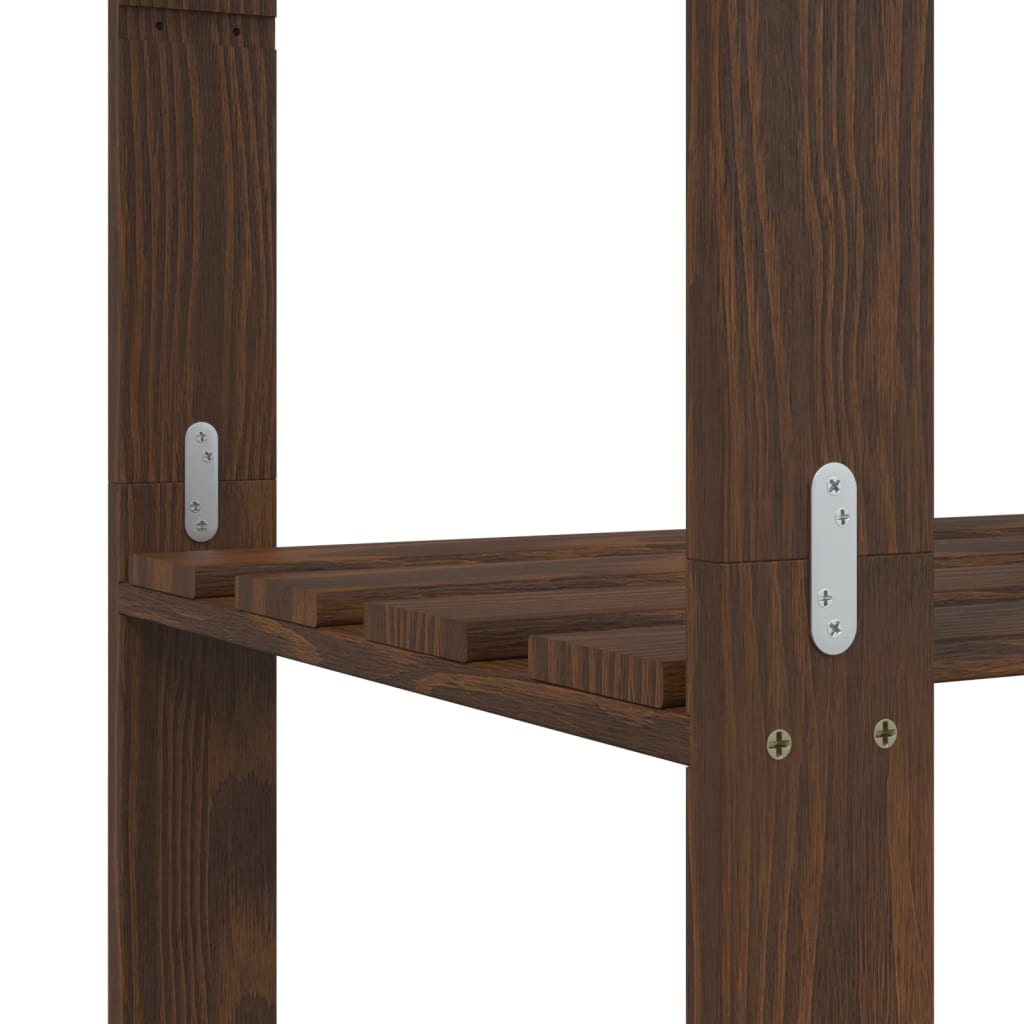 Oppbevaringshylle 3 etasjer brun 60x38x90 cm heltre furu