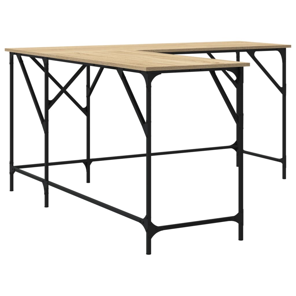 Skrivebord sonoma eik 149x149x75 cm konstruert tre