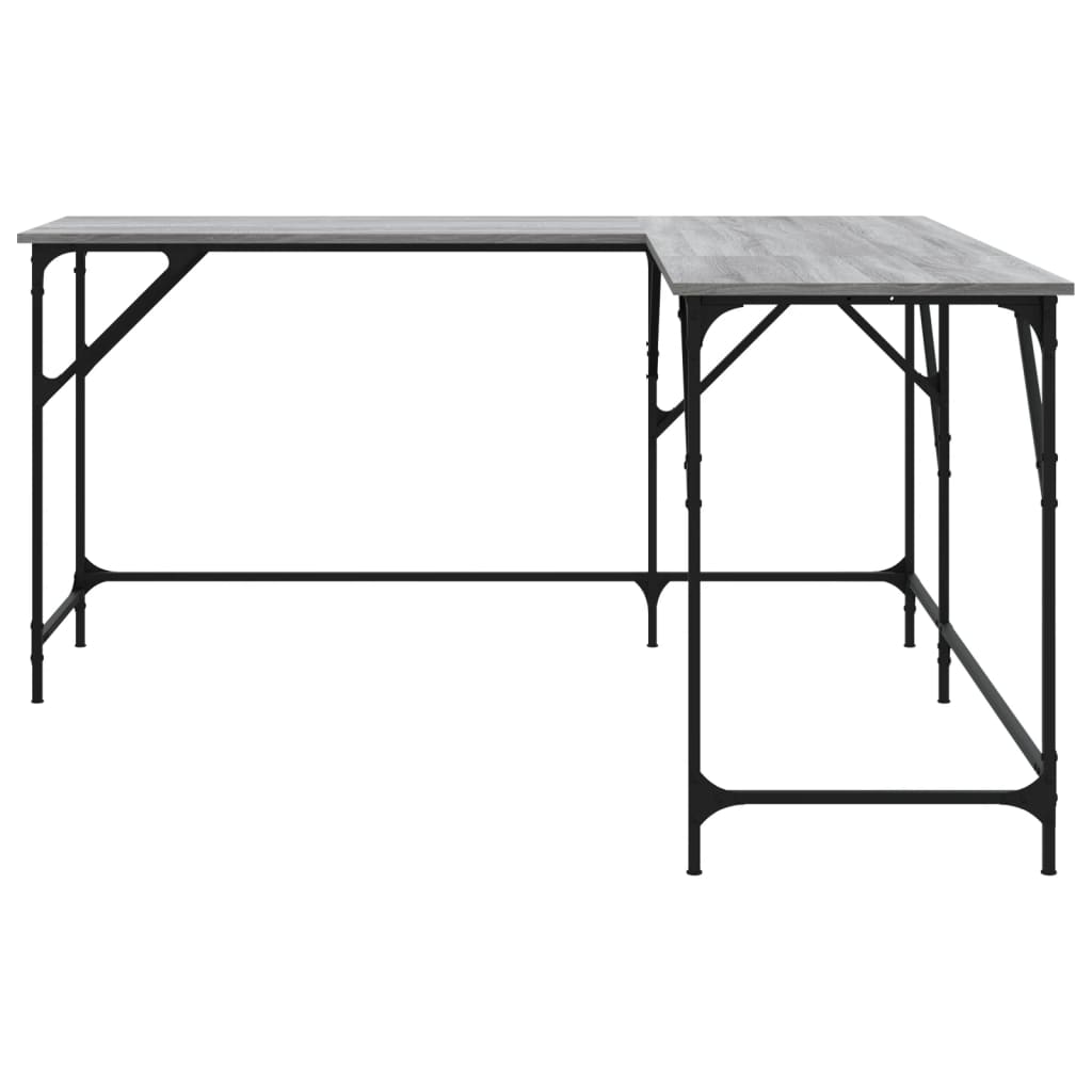 Skrivebord grå sonoma 149x149x75 cm konstruert tre
