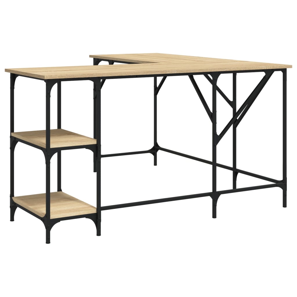 Skrivebord sonoma eik 139x139x75 cm konstruert tre