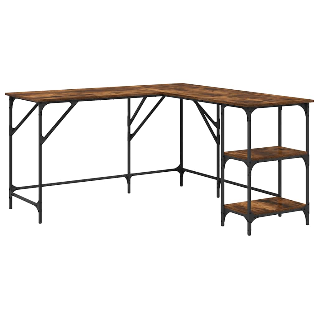Skrivebord røkt eik 139x139x75 cm konstruert tre vidaXL