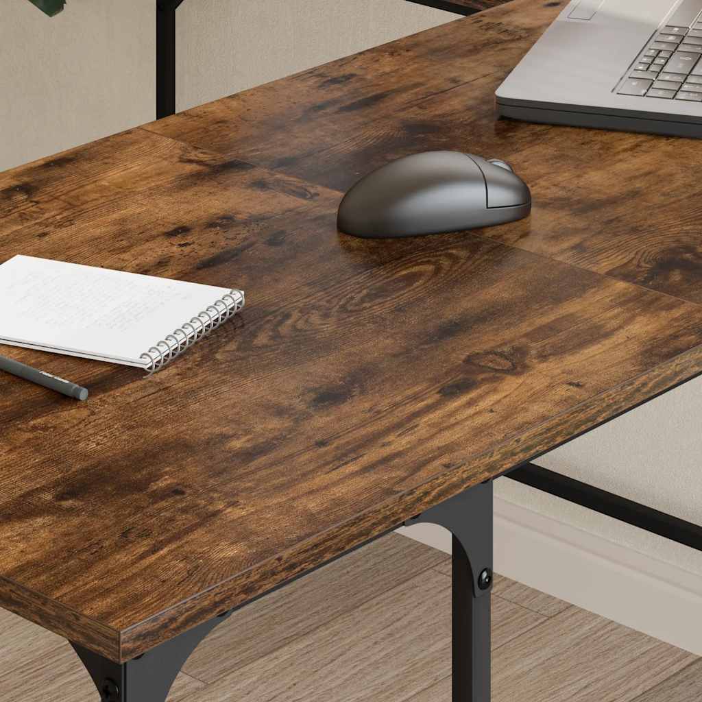 Skrivebord røkt eik 139x139x75 cm konstruert tre vidaXL