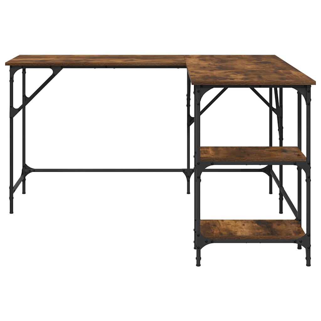 Skrivebord røkt eik 139x139x75 cm konstruert tre vidaXL