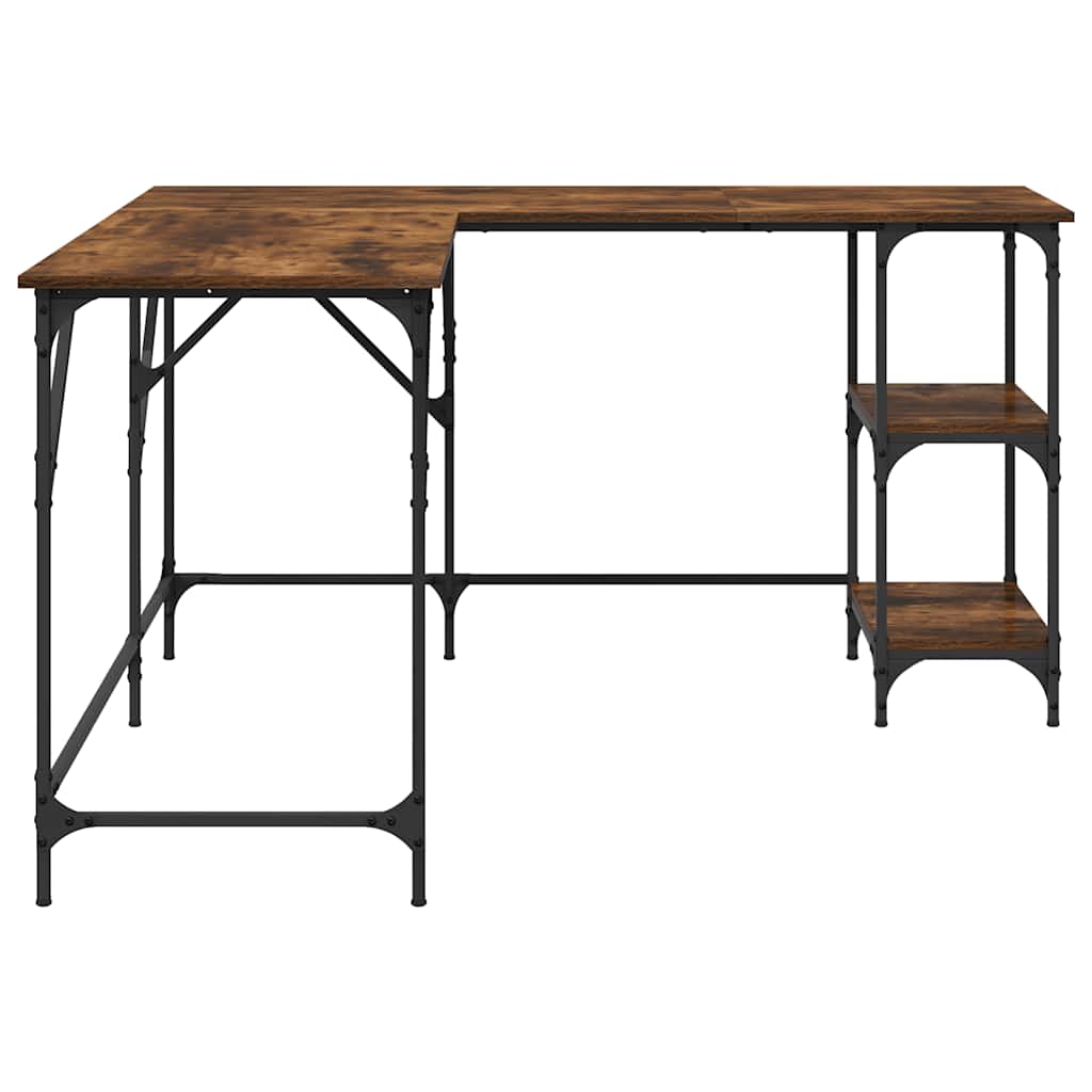 Skrivebord røkt eik 139x139x75 cm konstruert tre vidaXL