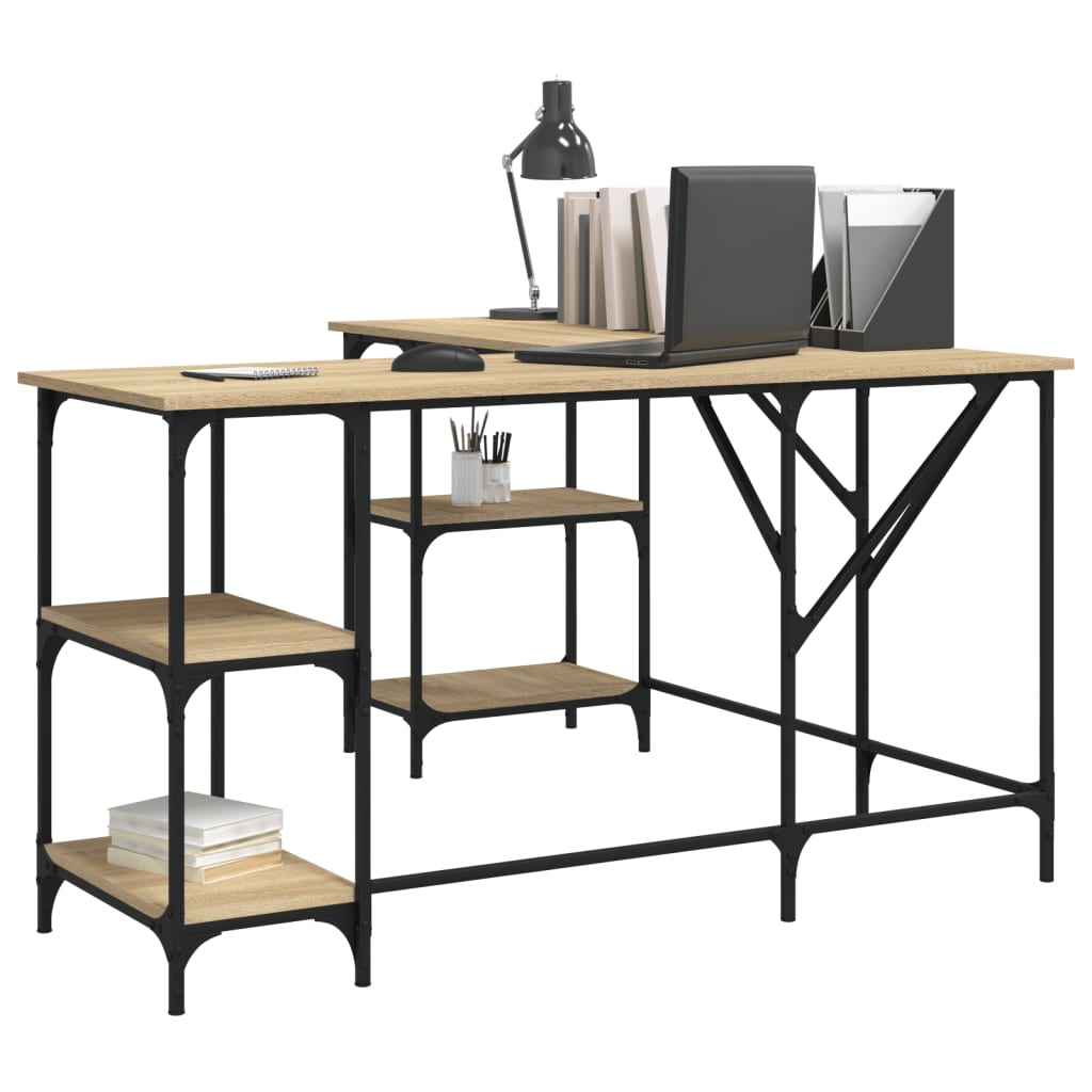 Skrivebord sonoma eik 139x139x75 cm konstruert tre