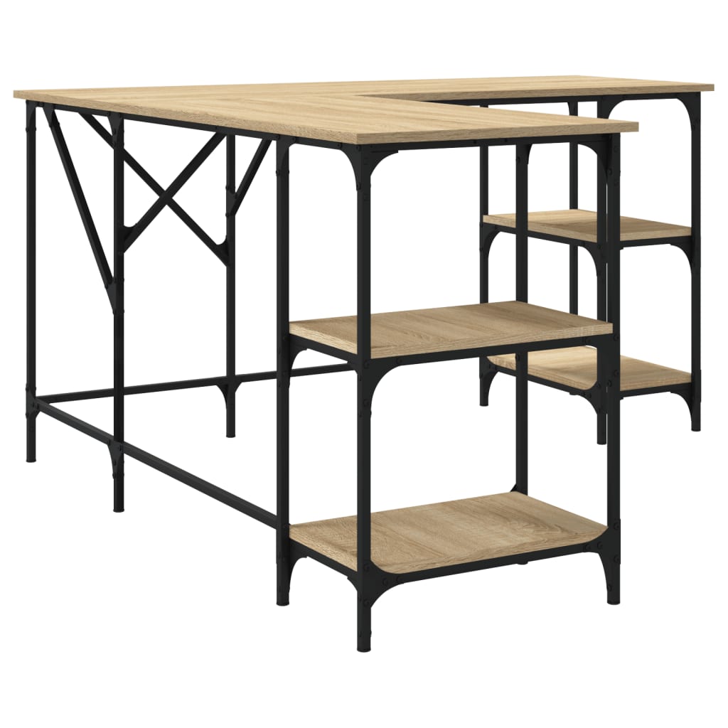 Skrivebord sonoma eik 139x139x75 cm konstruert tre