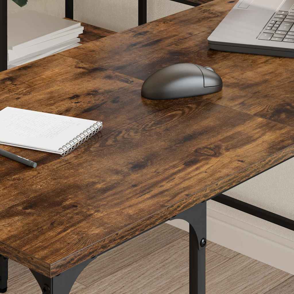 Skrivebord røkt eik 139x139x75 cm konstruert tre vidaXL