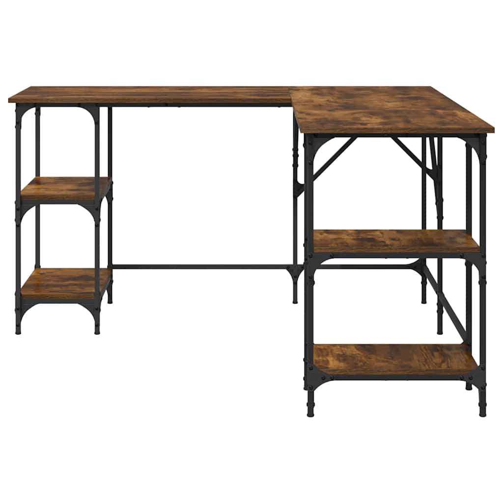 Skrivebord røkt eik 139x139x75 cm konstruert tre vidaXL