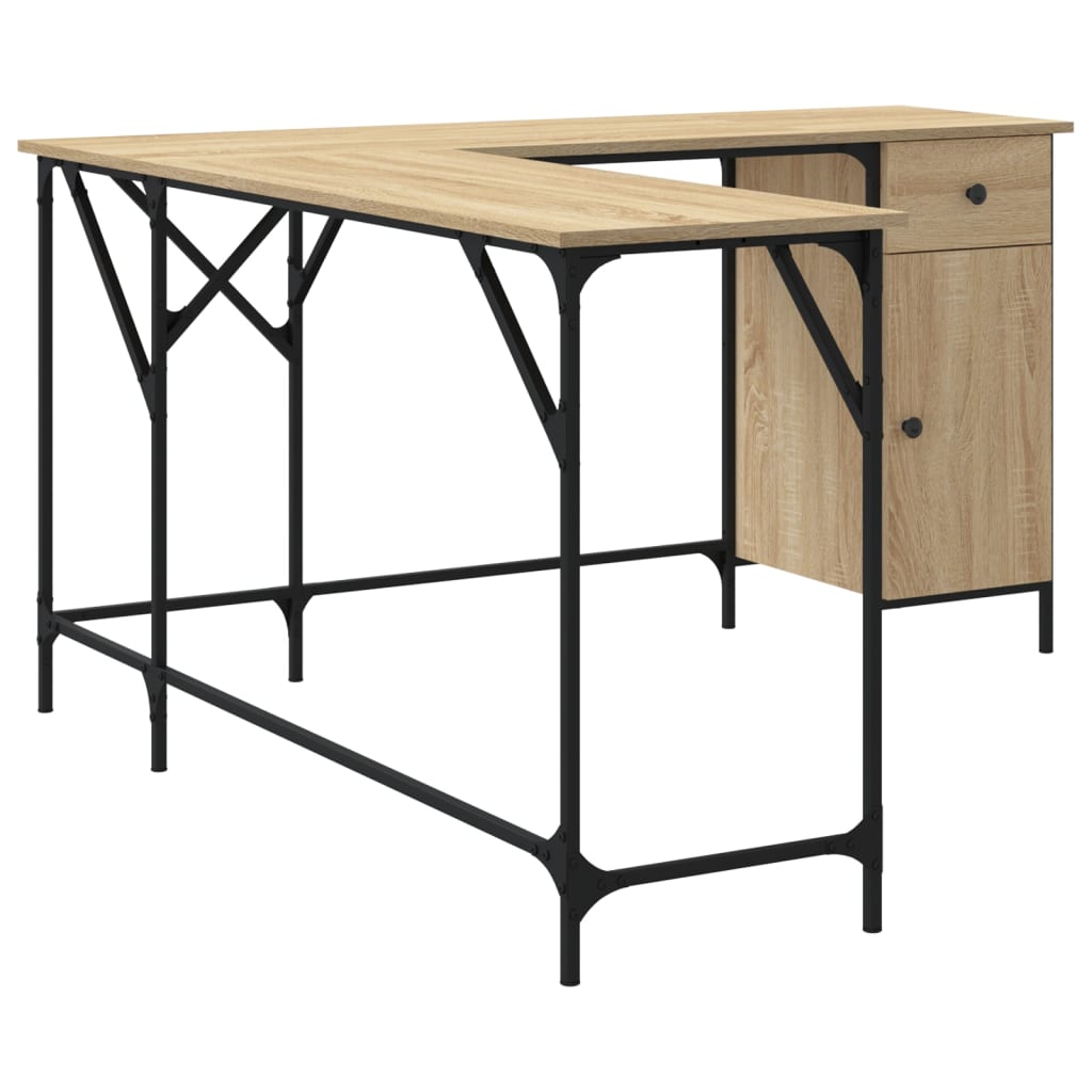 Skrivebord sonoma eik 141x141x75 cm konstruert tre