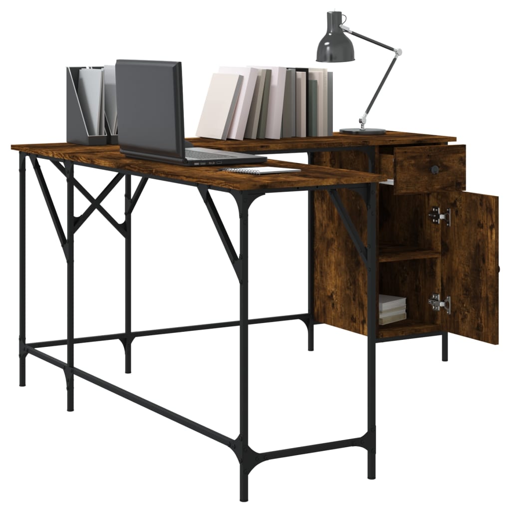 Skrivebord røkt eik 141x141x75 cm konstruert tre
