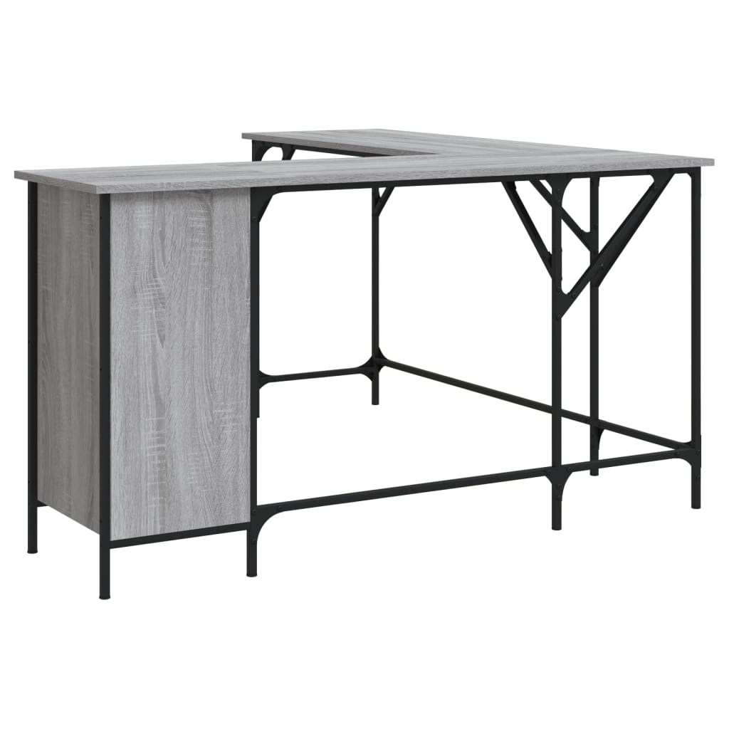 Skrivebord grå sonoma 141x141x75 cm konstruert tre