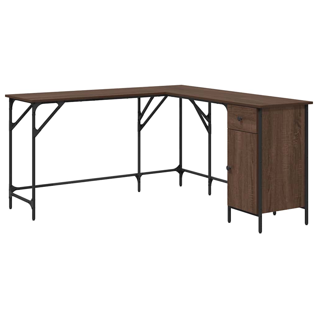 Skrivebord brun eik 141x141x75 cm konstruert tre