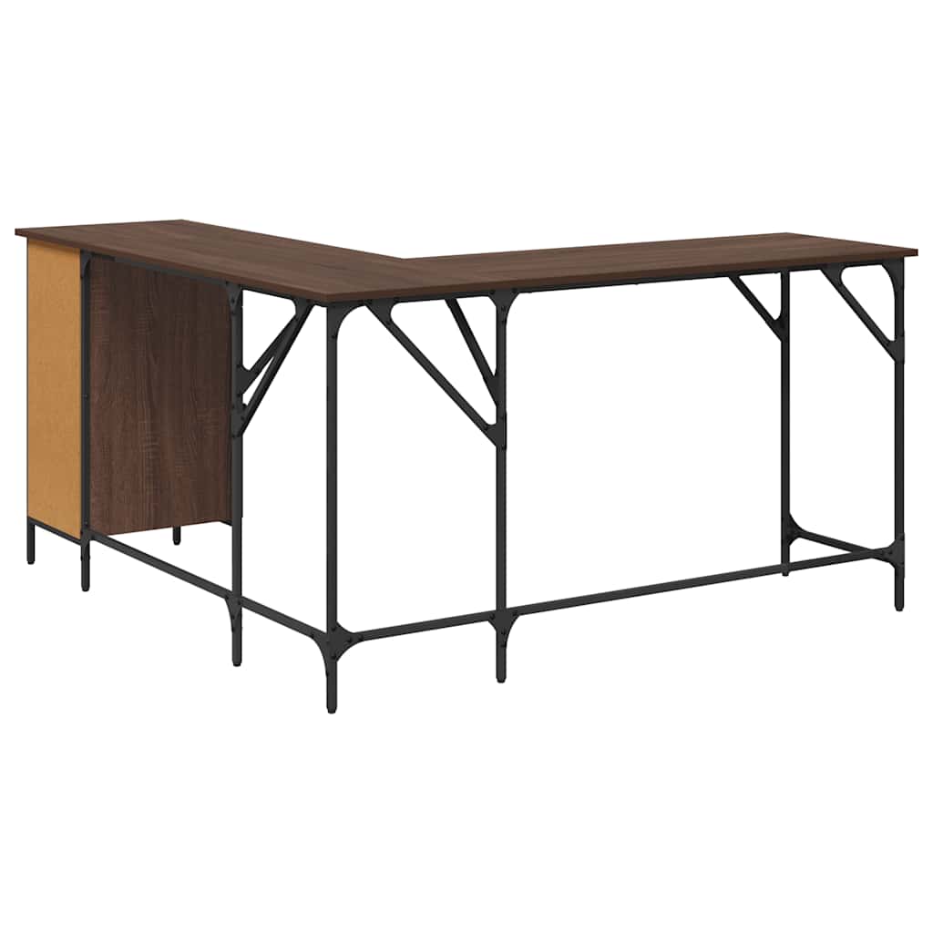 Skrivebord brun eik 141x141x75 cm konstruert tre