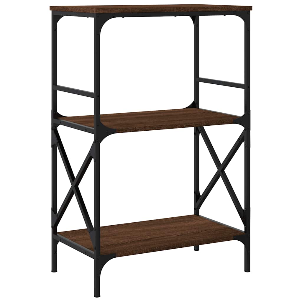 Bokhylle 3 etasjer brun eik 59x35x90,5 cm konstruert tre