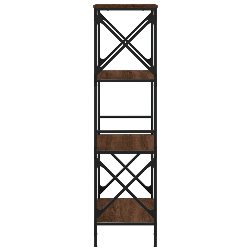 Bokhylle 4 etasjer brun eik 59x35x132 cm konstruert tre