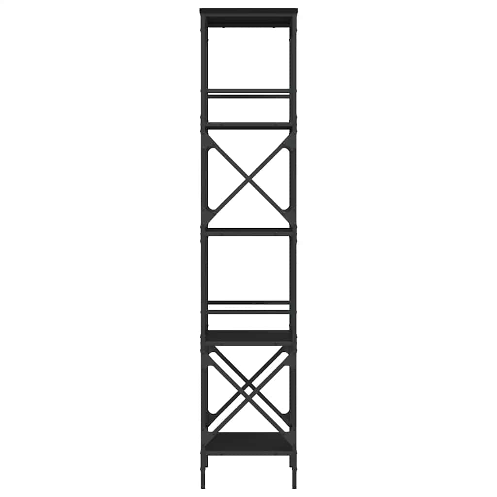 Bokhylle 5 etasjer svart 59x35x171 cm konstruert tre