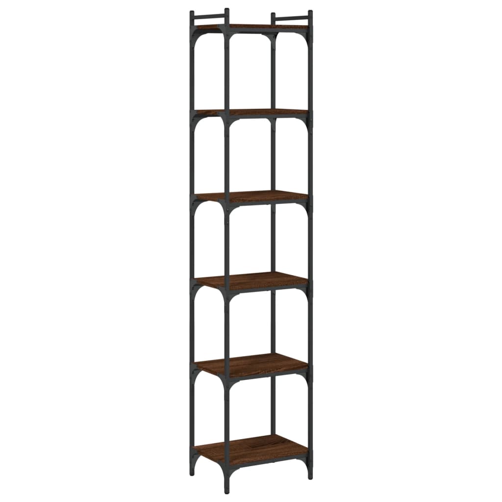 Bokhylle 6 etasjer brun eik 40x30x188 cm konstruert tre